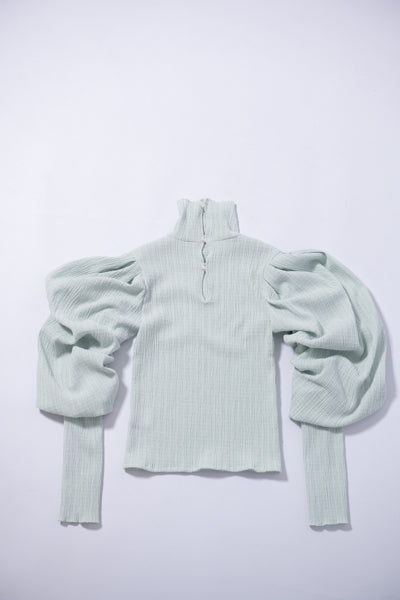 カットジャカードハイネックブラウス(MINT)