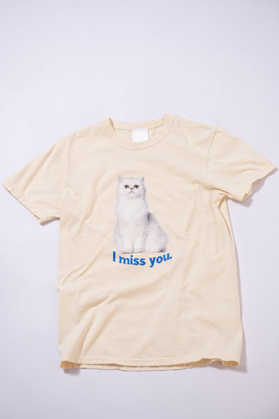 ガーメントダイ猫Tシャツ(IVORY)