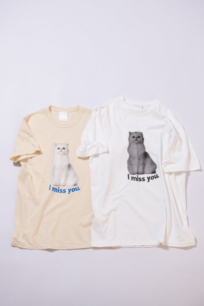 ガーメントダイ猫Tシャツ(IVORY)