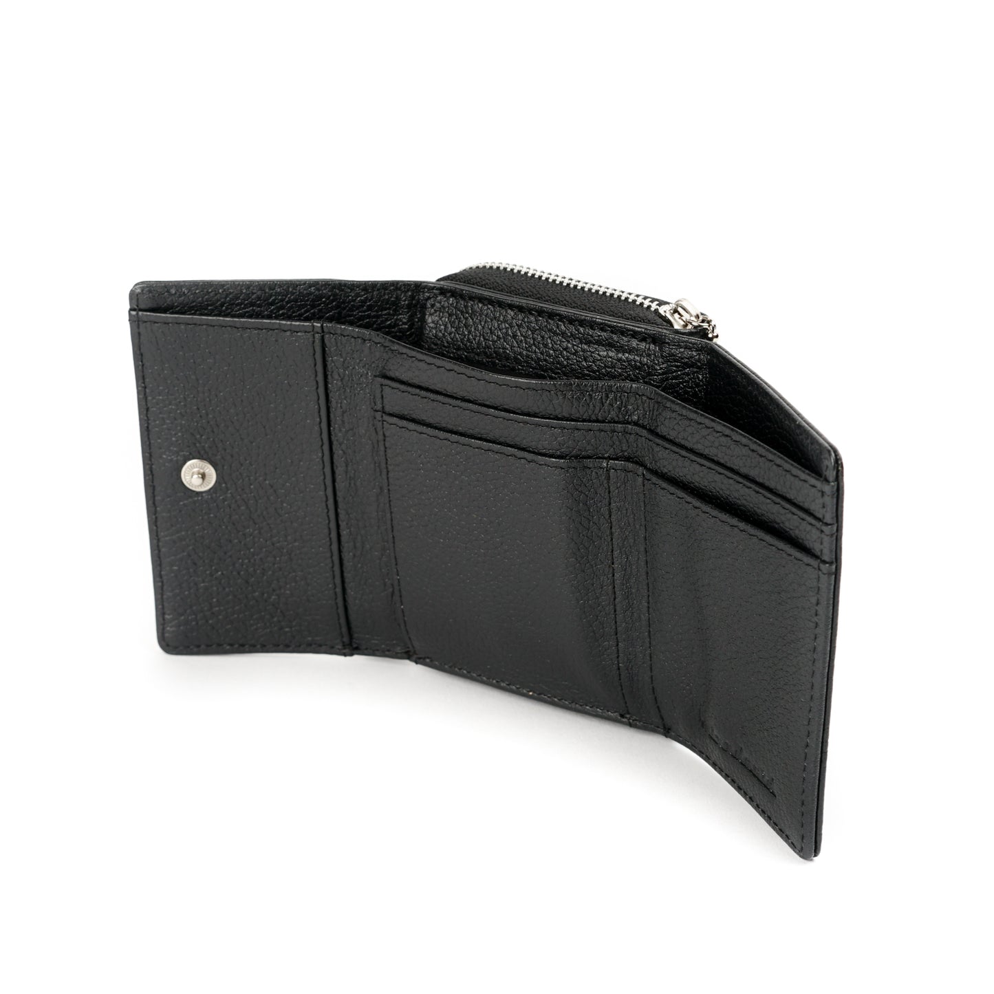 フラワーロゴ三つ折り財布(ブラック)