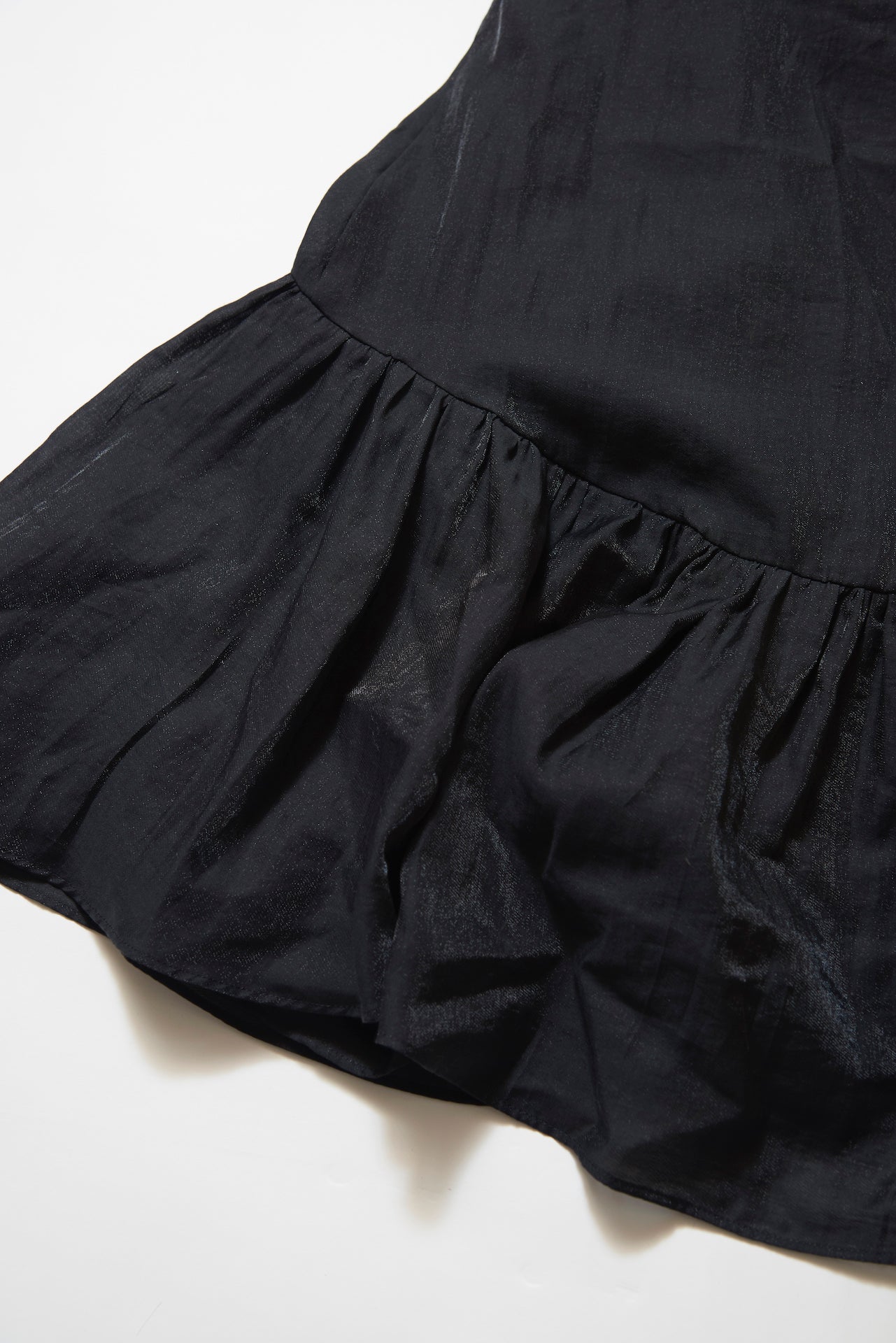 シャンブレーツイルギャザースカート(ブラック)